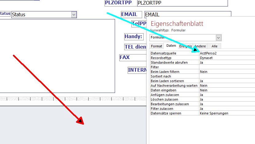 Eingenschaften: Formular