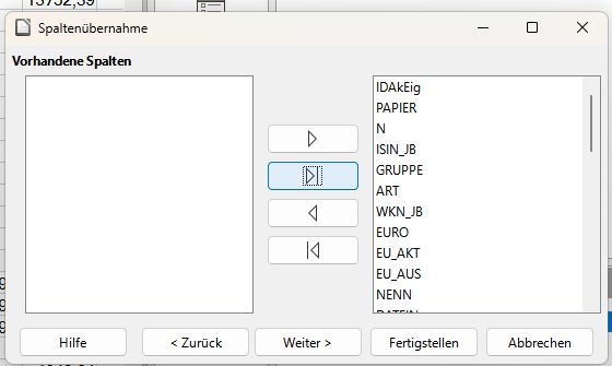 Spalten übertragen