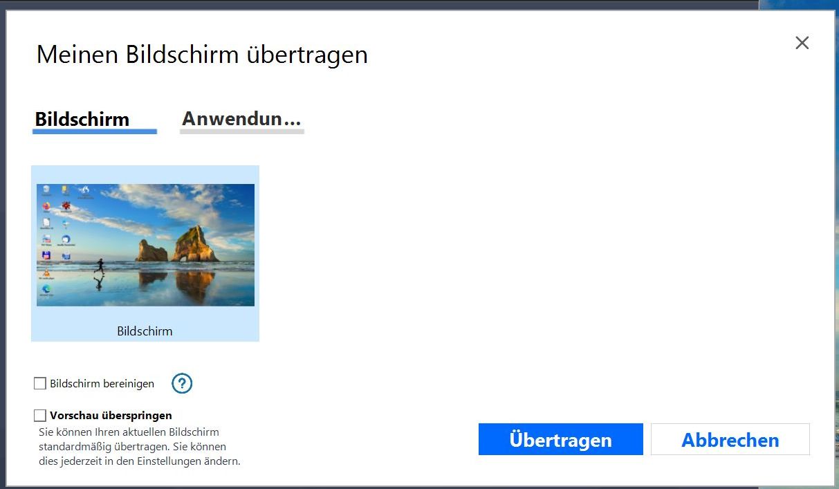 Bildschirm übertragen