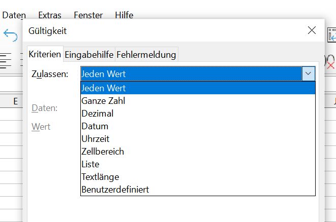 Gültig: Kriterien