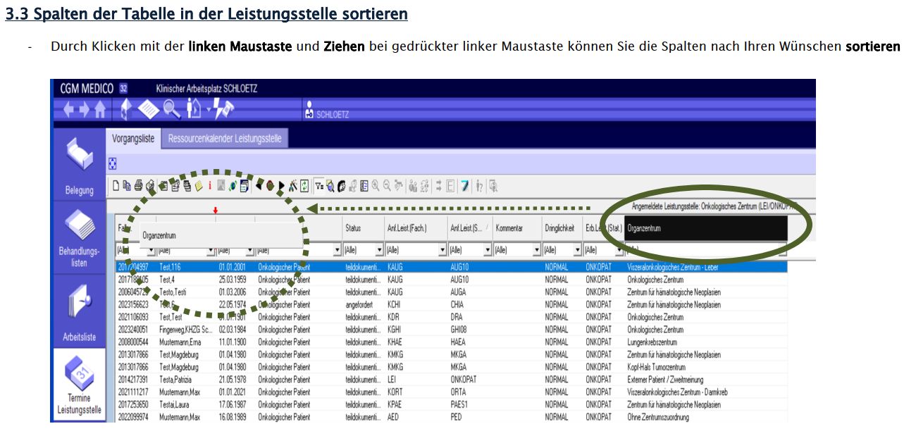 Spalten sortieren