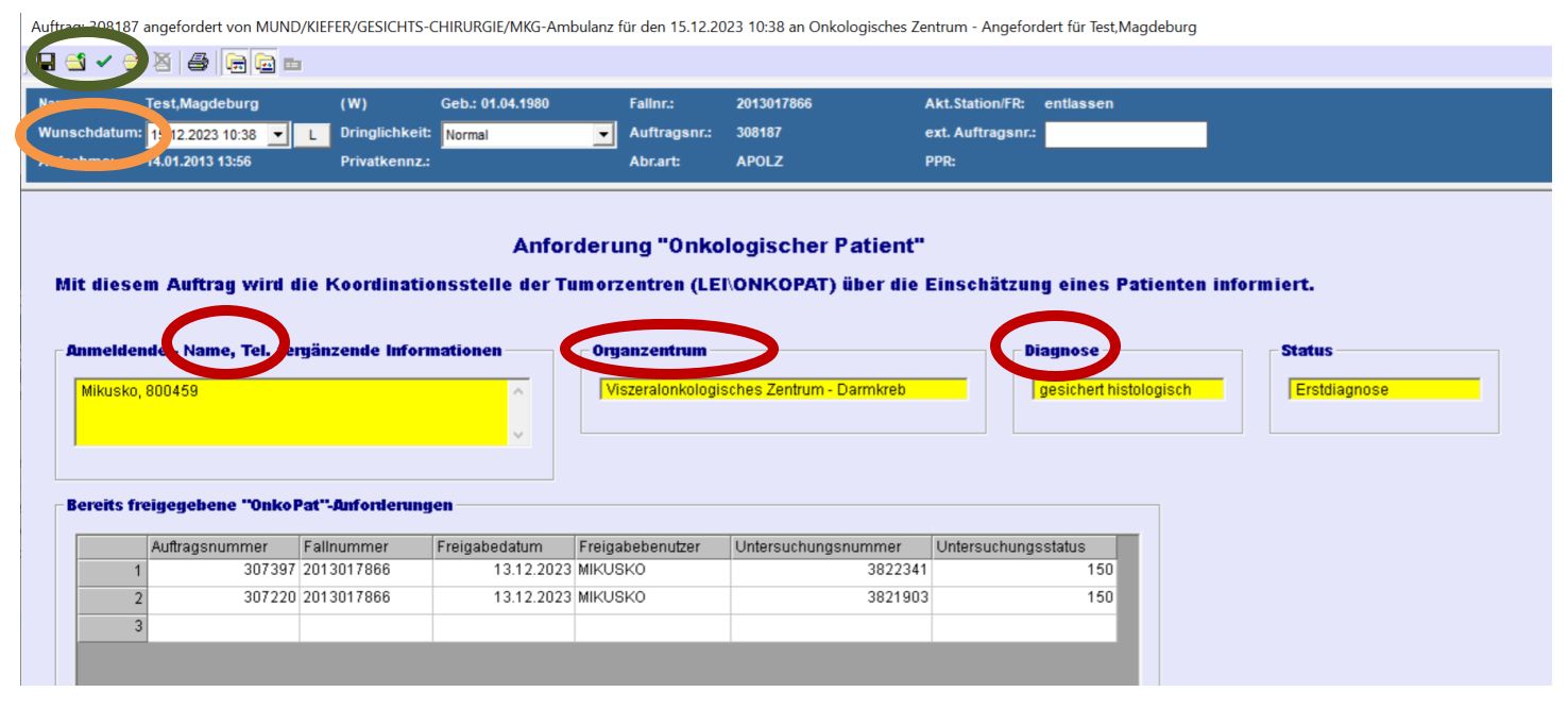 Anforderung Onkologischer Patient
