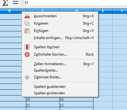 Spalten formatieren