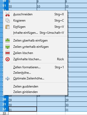 Zeilen formatieren