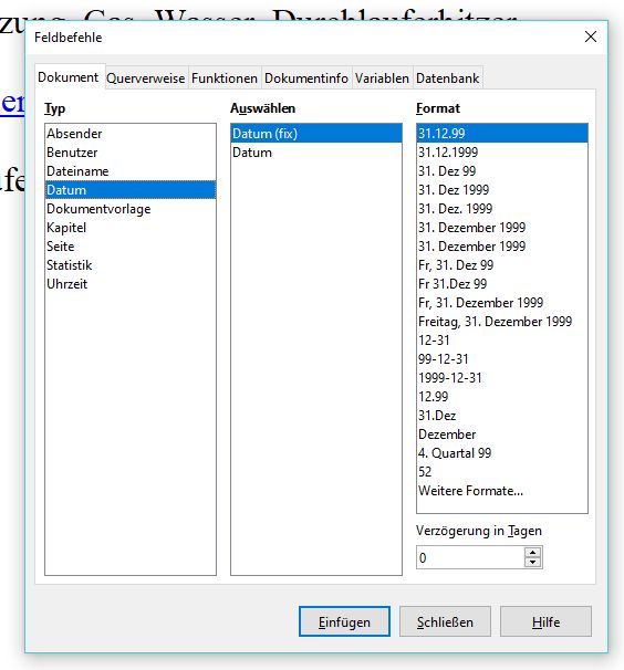 Datum einfügen