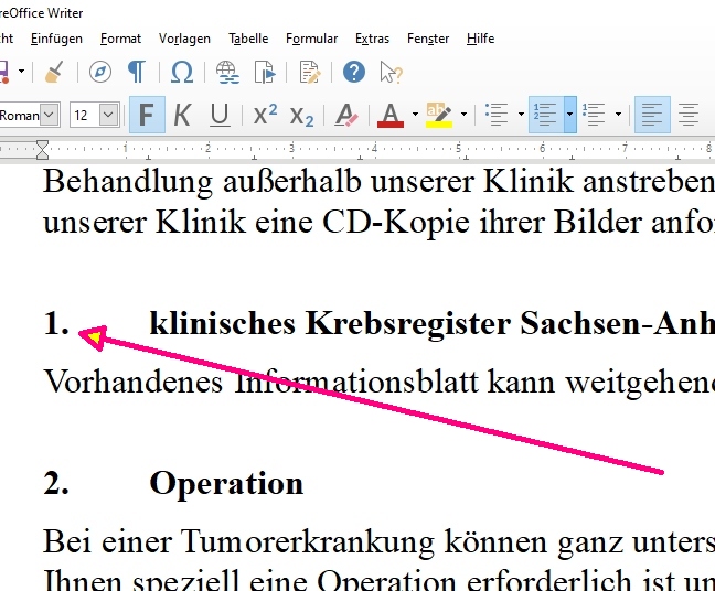nummerierte Liste