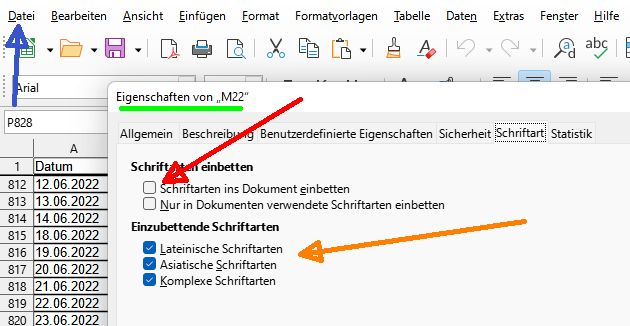 Schriftart einbetten