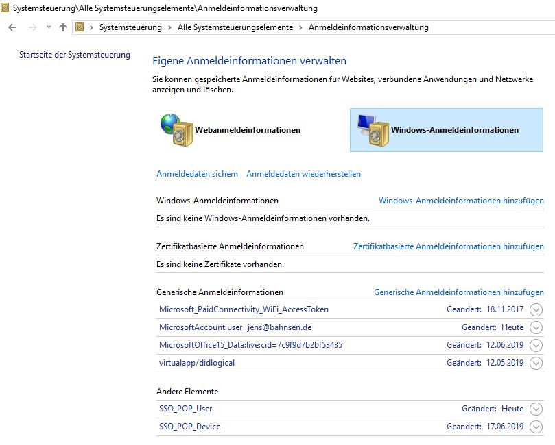 Win-Anmeldeinformationen