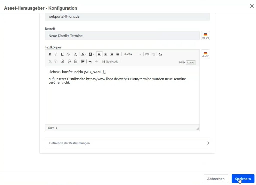Email-Konfig