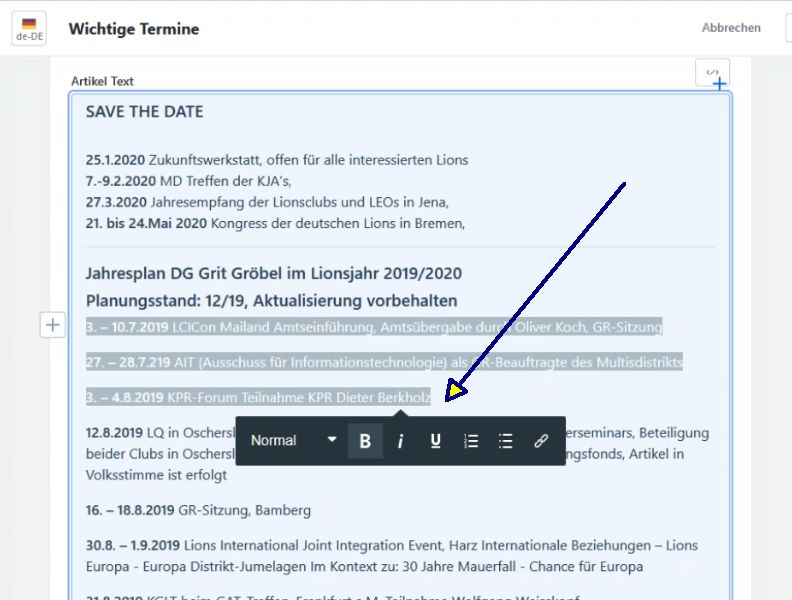 Text formatieren