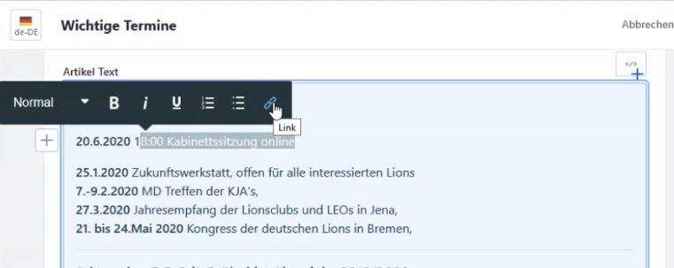 Text verlinken